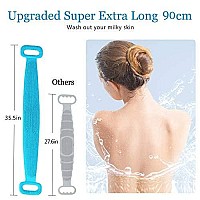 Inmorven Silicone Back Scrubber For Shower With Handles 355 Inches90 Cm Exfoliating Doublesided Back Washcloth Bath Tool For