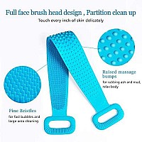 Inmorven Silicone Back Scrubber For Shower With Handles 355 Inches90 Cm Exfoliating Doublesided Back Washcloth Bath Tool For