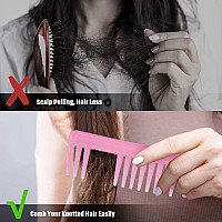 Large Wide Tooth Detangling Comb For Curly Wet Or Dry Hair No Handle Styling And Shampoo Detangler Cyan Pink