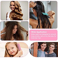 Large Wide Tooth Detangling Comb For Curly Wet Or Dry Hair No Handle Styling And Shampoo Detangler Cyan Pink