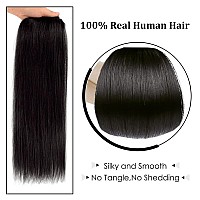 14 Clip In Hair Extensions Remy Human Hair For Women Silky Straight Human Hair Clip In Extensions 50Grams 4Pieces Natural Bla