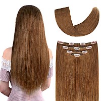 14 Clip In Hair Extensions Remy Human Hair For Women Silky Straight Clip In Hair Extensions Human Hair 50Grams 4Pieces Chestn