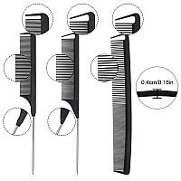 Patelai 12 Pieces Parting Comb For Braids Rat Tail Comb Steel Pintail Comb Fine Teeth Comb Heat Resistant Teasing Combs With Sta