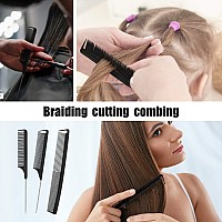 Patelai 12 Pieces Parting Comb For Braids Rat Tail Comb Steel Pintail Comb Fine Teeth Comb Heat Resistant Teasing Combs With Sta