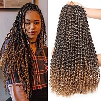 Leeven 2 Pcs Passion Twist Hair Ombre Color Water Wave Synthetic Crochet Braids For Butterfly Locs 18 Inch 36 Roots Passion Twis