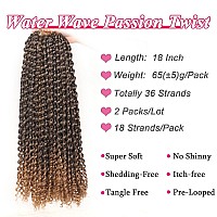 Leeven 2 Pcs Passion Twist Hair Ombre Color Water Wave Synthetic Crochet Braids For Butterfly Locs 18 Inch 36 Roots Passion Twis