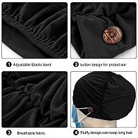 Geyoga 3 Pieces Bouffant Caps With Buttons Unisex Stretchy Headband Turban With Buttons For Women