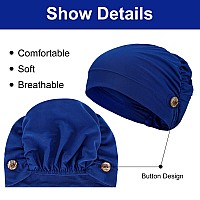 Geyoga 3 Pieces Bouffant Caps With Buttons Unisex Stretchy Headband Turban With Buttons For Women