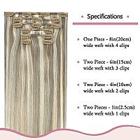 Huayi Clip In Real Human Hair Extensions Ash Blonde Mixed Bleach Blonde 22 Inch 70G 7Pcs Natural Double Weft No Shedding No Tang