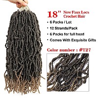 Natural Faux Locs Soft Locs Crochet Hair 18Inch 6 Packs Prelooped Crochet Braids 12 Strandspack Synthetic Braiding Hair 18Inc