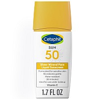 Cetaphil Sheer 100% Mineral Liquid Sunscreen for Face With Zinc Oxide Broad Spectrum SPF 50 Formulated for Sensitive Skin, Unscented, 1.7 Fl Oz