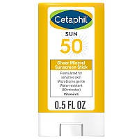 Cetaphil Sheer Mineral Sunscreen Stick for Face & Body, 0.5oz, 100% Mineral Sunscreen: Zinc Oxide & Titanium Dioxide, Broad Spectrum SPF 50, For Sensitive Skin