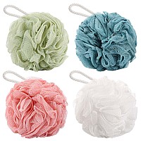 Btyms 4 Pieces Bath Sponge Shower Loofahs 60G Mesh Pouf Bathing Sponges Bath Scrunchies Body Wash Puff Shower Puff