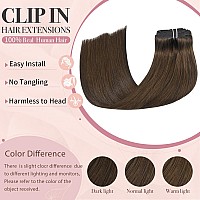 Huayi Medium Brown Hair Extensions Real Human Hair Clip In Hair Extensions 70G 7Pcs 18 Inchsoft Natural Straight Double Weft