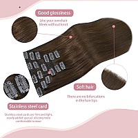 Huayi Medium Brown Hair Extensions Real Human Hair Clip In Hair Extensions 70G 7Pcs 18 Inchsoft Natural Straight Double Weft