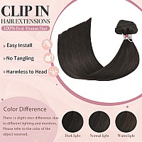 Huayi Dark Brown Clip In Hair Extensions Real Human Hair 70G Remy Human Hair Clip In Hair Extensions 15 Inches Soft Silky Straig