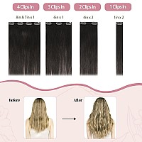 Huayi Dark Brown Clip In Hair Extensions Real Human Hair 70G Remy Human Hair Clip In Hair Extensions 15 Inches Soft Silky Straig