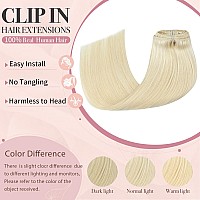 Huayi Platinum Blonde Hair Extensions Human Hair Clip In Extensions 70G 18Inch 7Pcs Blonde 100 Real Human Hair Clip Ins For Wo