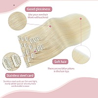 Huayi Platinum Blonde Hair Extensions Human Hair Clip In Extensions 70G 18Inch 7Pcs Blonde 100 Real Human Hair Clip Ins For Wo