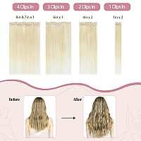 Huayi Platinum Blonde Hair Extensions Human Hair Clip In Extensions 70G 18Inch 7Pcs Blonde 100 Real Human Hair Clip Ins For Wo