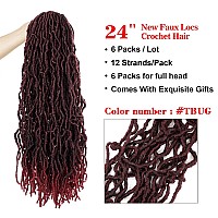 Natural New Faux Locs Soft Locs Crochet Hair 24Inch 6 Packs Prelooped Crochet Braids Synthetic Braiding Hair 24Inch6 Packs