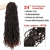 24Inch New Faux Locs Crochet Hair 6Pcs Soft Locs Hair Pre Looped Synthetic Braiding Hair 24Inch6 Packs 1B30