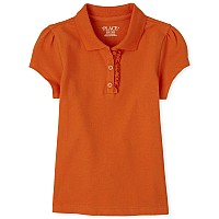 The childrens Place girls Short Sleeve Ruffle Pique Polo Shirt, Flame, Small US