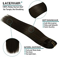 Lacer Clip in Hair Extensions Human Hair Double Weft Brazilian Hair Natural Black #1B Full Head 140g 7pcs Human Hair Clip in Extensions 20 Inch