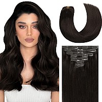 Lacer Hair Extensions Clip In Real Human Hair Extensions 140G 7 Pieces Silky Straight Weft Remy Human Hair Clip In Hair Extensio