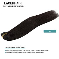 Lacer Hair Extensions Clip In Real Human Hair Extensions 140G 7 Pieces Silky Straight Weft Remy Human Hair Clip In Hair Extensio