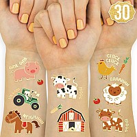 Xo Fetti Farm Party Supplies Temporary Tattoos 30 Glitter Styles Barnyard Animals Petting Zoo Cow Horse Tractor Trailer