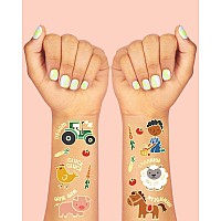 Xo Fetti Farm Party Supplies Temporary Tattoos 30 Glitter Styles Barnyard Animals Petting Zoo Cow Horse Tractor Trailer