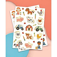 Xo Fetti Farm Party Supplies Temporary Tattoos 30 Glitter Styles Barnyard Animals Petting Zoo Cow Horse Tractor Trailer