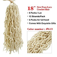 18 Inch New Faux Locs Crochet Hair 6 Packs Crochet Locs Prelooped Soft Locs Braiding Synthetic Hair Extensions 12 Strandspack