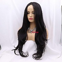 Xiweiya 2 Black Lace Front Wigs For Women 13X3 Lace Wigs Middle Part Black Hair Heat Resistant Fiber Wig 150 Density Wig 24Inc