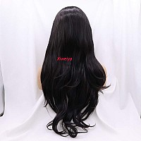 Xiweiya 2 Black Lace Front Wigs For Women 13X3 Lace Wigs Middle Part Black Hair Heat Resistant Fiber Wig 150 Density Wig 24Inc