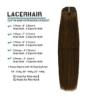 Lacer Hair Extensions Clip In Real Human Hair Extensions 140g 7 Pieces Silky Straight Weft Remy Human Hair Clip in Hair Extensions Chocolate Brown #4 20 Inch