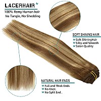 Lacer 7Pcs 140G Hair Extensions Clip In Human Hair Remy Ombre Chocolate Brown To Strawberry Blonde Balayage Clip In Human Hair E