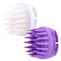 Btyms 2Pcs Silicone Scalp Scrubber Shampoo Brush With Extra Long Bristles Hair Scalp Massager Scalp Brush For Hair Growth Dan