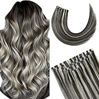 Tape In Hair Extensions Dark Brown Mixed Bleach Blonde Highlight Hair Extensions 100 Remy Human Hair Extensions Silky Straight