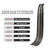 Tape In Hair Extensions Dark Brown Mixed Bleach Blonde Highlight Hair Extensions 100 Remy Human Hair Extensions Silky Straight