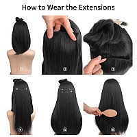 Reecho Thick Long Straight 3Pcs Set Clip In On Hair Extensions For Women Girls 28 Inch Pack Of 3 Natural Black Straight