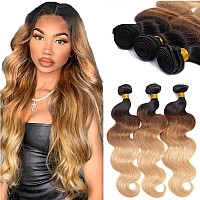 12A Grade Ombre Bundles Human Hair T1B302722 24 26 Ombre Body Wave 3 Bundles Human Hair 100 Unprocessed Virgin Brazilia