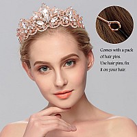 Exacoo Rose Gold Tiara Wedding Tiaras And Crowns For Women Rhinestone Queen Tiara For Women Princess Crown Birthday Tiara Headba