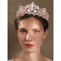 Exacoo Rose Gold Tiara Wedding Tiaras And Crowns For Women Rhinestone Queen Tiara For Women Princess Crown Birthday Tiara Headba