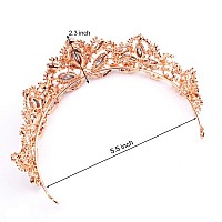 Exacoo Rose Gold Tiara Wedding Tiaras And Crowns For Women Rhinestone Queen Tiara For Women Princess Crown Birthday Tiara Headba