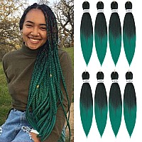 Rosdina Prestretched Braiding Hair 26 Inch 8 Packs Ombre Green Long Braiding Hair For Twist Or Box Braids Yaki Texture Hot W