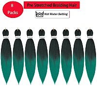 Rosdina Prestretched Braiding Hair 26 Inch 8 Packs Ombre Green Long Braiding Hair For Twist Or Box Braids Yaki Texture Hot W