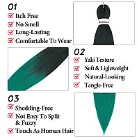 Rosdina Prestretched Braiding Hair 26 Inch 8 Packs Ombre Green Long Braiding Hair For Twist Or Box Braids Yaki Texture Hot W