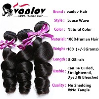 Vanlov Loose Wave Bundles Human Hair 4 Bundles Brazilian Virgin Hair 10A Unprocessed Human Hair Bundles Loose Wave Bundles 100